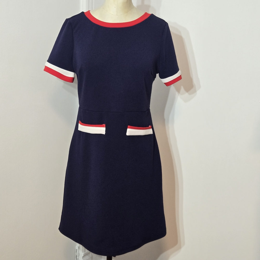 SHEIN Blue Sheath Dress Short Sleeve Crew Neck